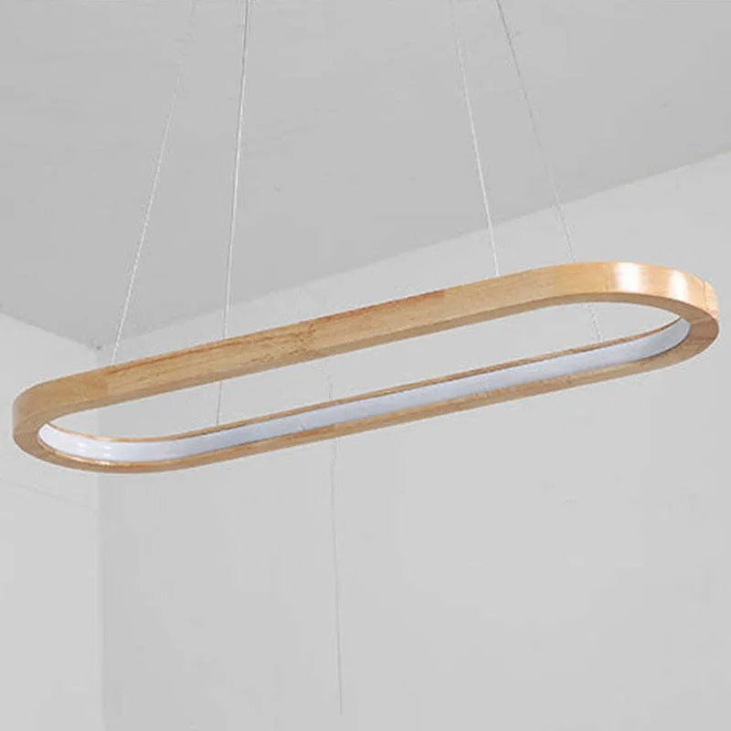 Dimmable Color Temperature Oval Wood Pendant Light