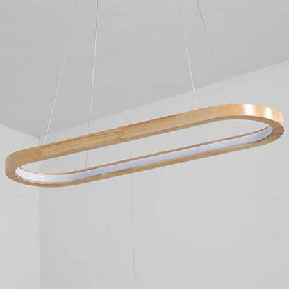 Dimmable Color Temperature Oval Wood Pendant Light