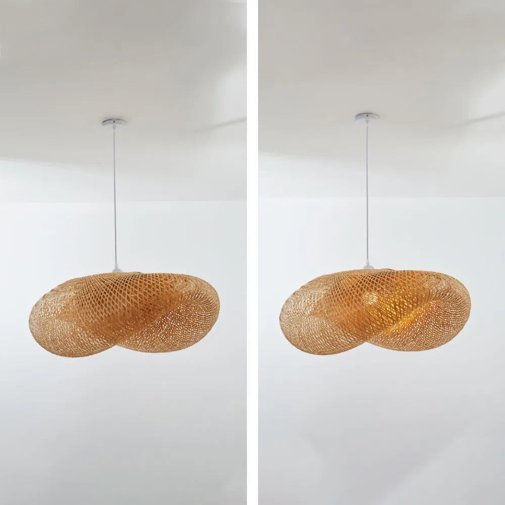 Dining Room Warm Glow Natural Bamboo Pendant Light