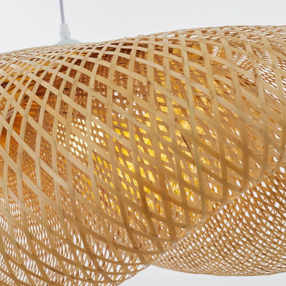 Dining Room Warm Glow Natural Bamboo Pendant Light