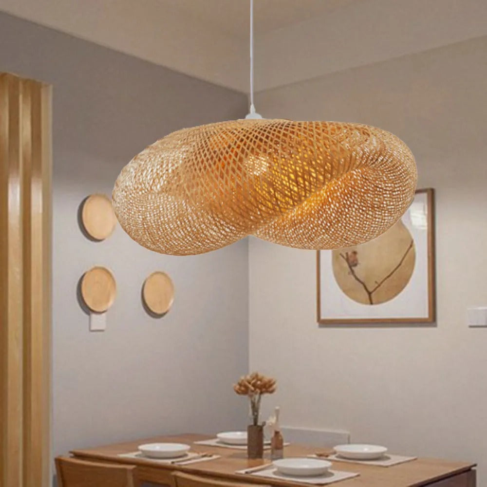 Dining Room Warm Glow Natural Bamboo Pendant Light