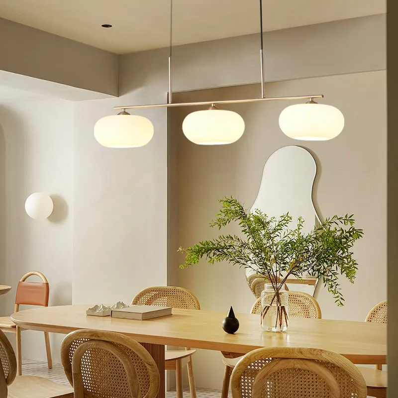 Warm Glow And Three Shades Cream Glass Pendant Light