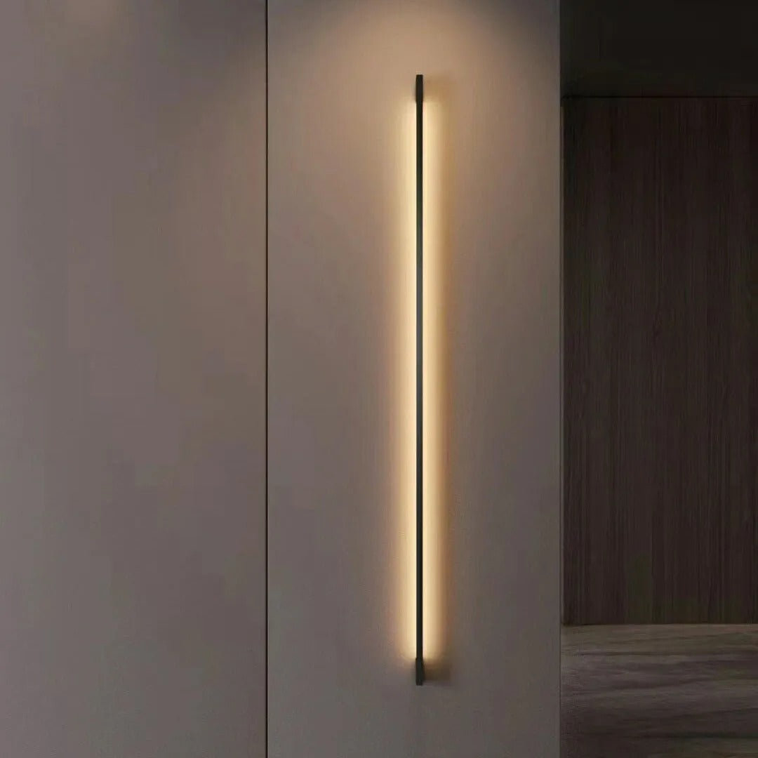 Modern Linear Indoor Slim Black LED Wall Light
