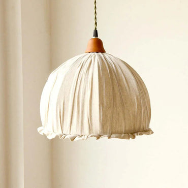 Warm Ambience Pendant Light In Vintage Beige Fabric