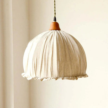 Warm Ambience Pendant Light In Vintage Beige Fabric