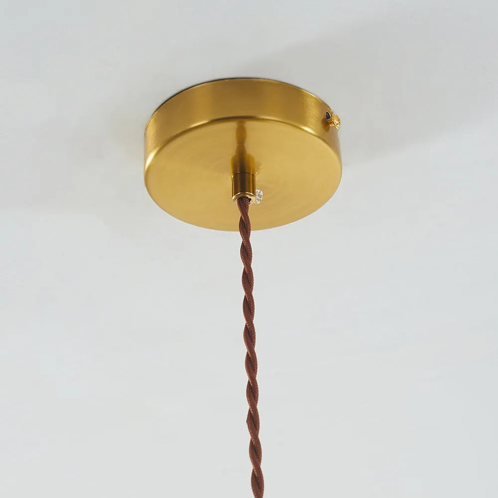 Green Glass Retro LED Pendant Light For Dining Room