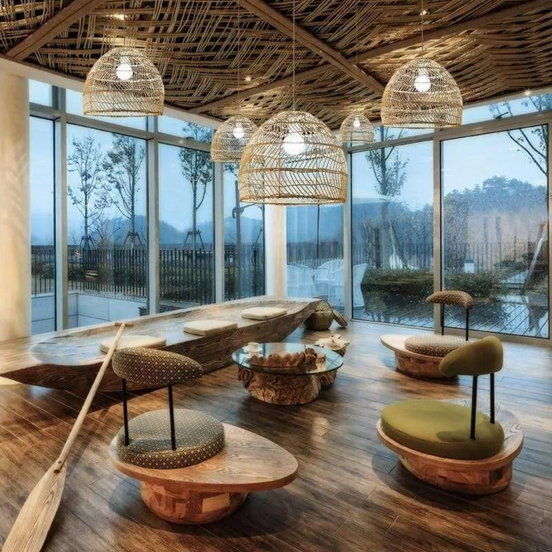 Natural Warmth Handcrafted Bamboo Rattan Pendant Light