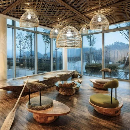 Natural Warmth Handcrafted Bamboo Rattan Pendant Light