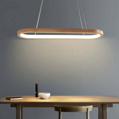 Dimmable Color Temperature Oval Wood Pendant Light