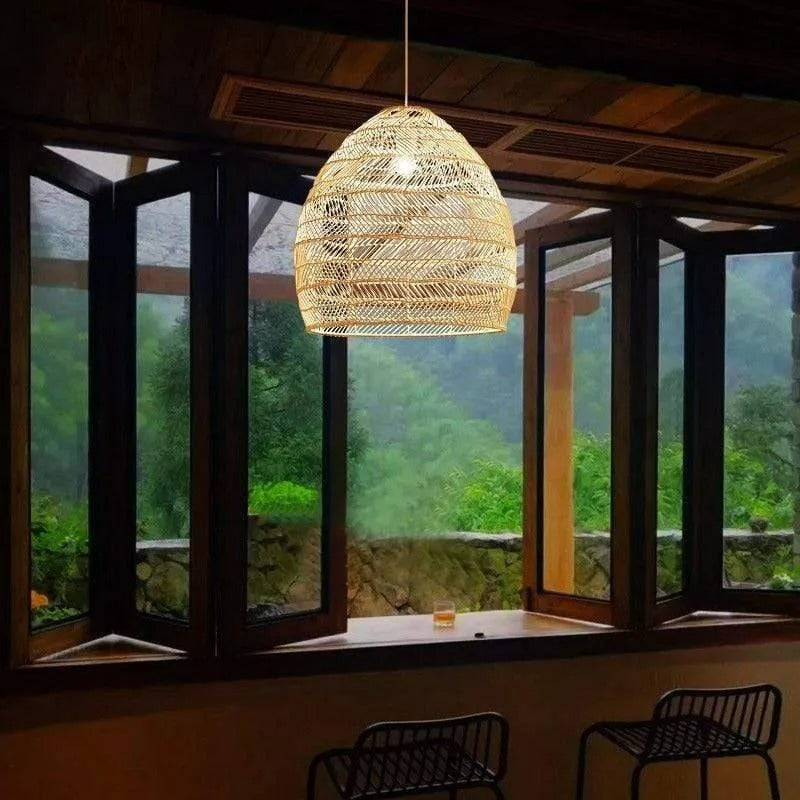 Natural Warmth Handcrafted Bamboo Rattan Pendant Light