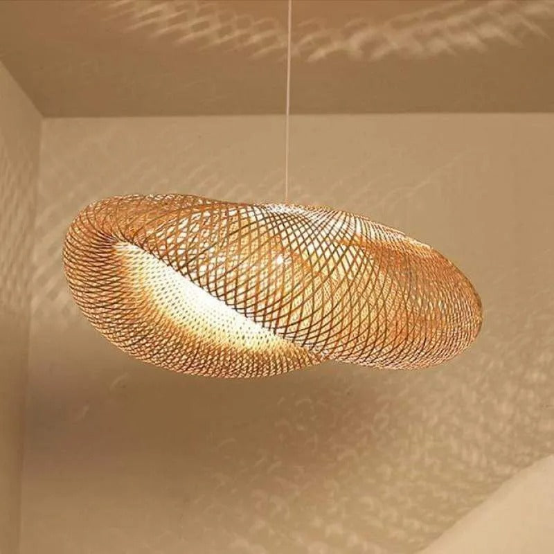 Dining Room Warm Glow Natural Bamboo Pendant Light