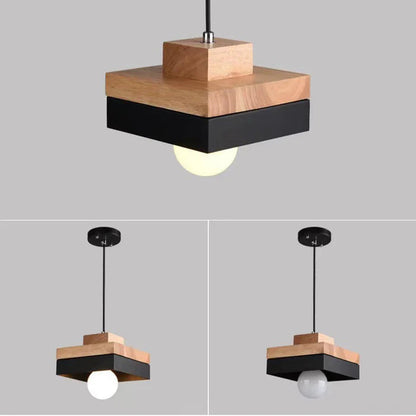 Wooden Minimalist Geometric Light Pendant For Living Rooms