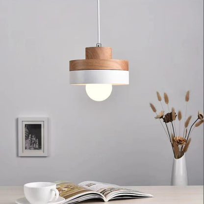 Wooden Minimalist Geometric Light Pendant For Living Rooms