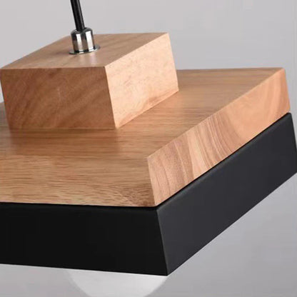 Wooden Minimalist Geometric Light Pendant For Living Rooms