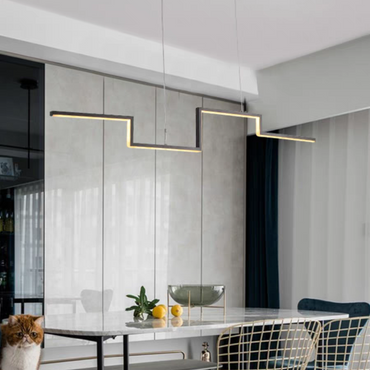 Durable Design Black and Gold Linear Metal Pendant Light
