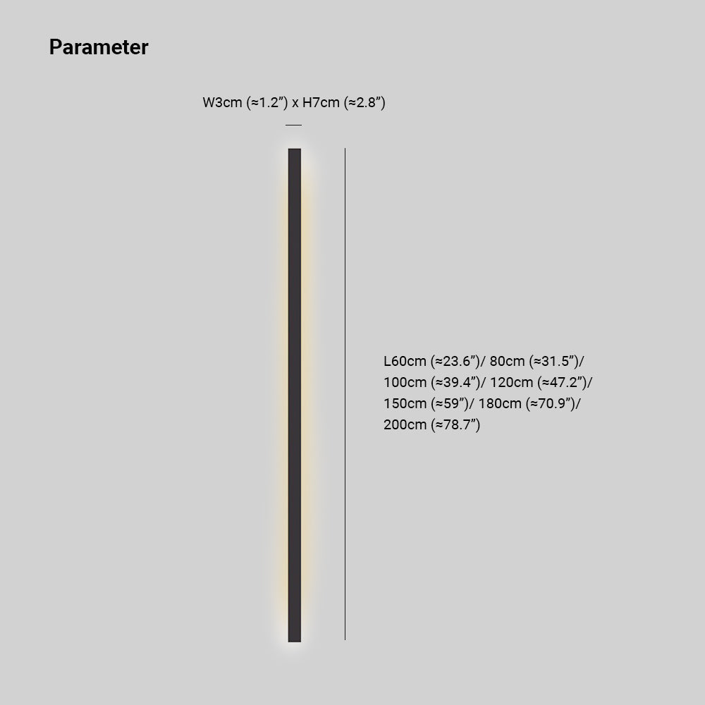 Modern Linear Indoor Slim Black LED Wall Light