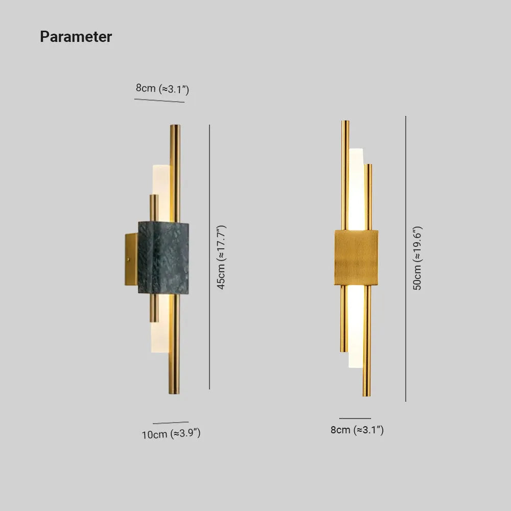 LED Wall Light With Warm White Glow In Marble And Metal