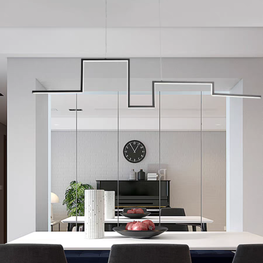 Durable Design Black and Gold Linear Metal Pendant Light