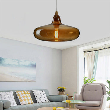 Soft Ambience Adjustable Amber Glass Pendant Light