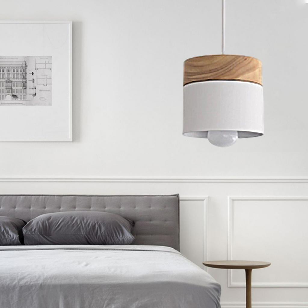 Metal And Wood Warm Glow Can Shape Pendant Light