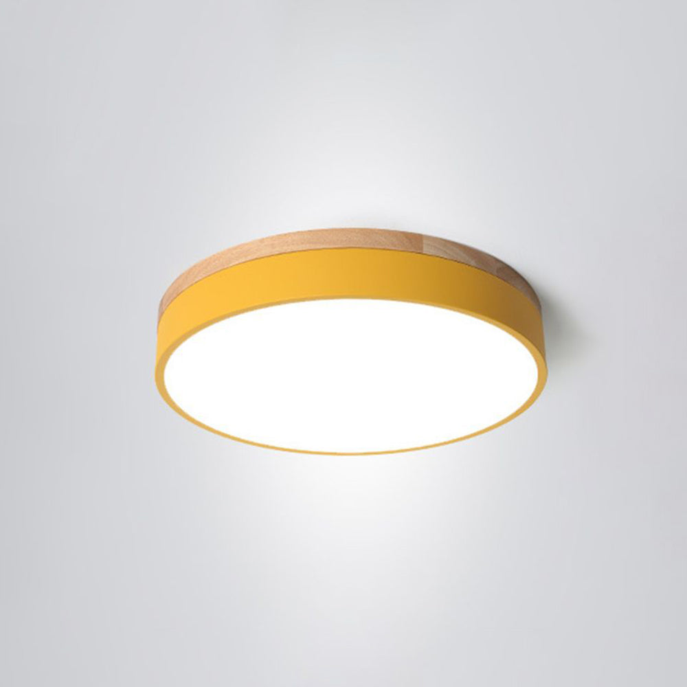 Ceiling Light With Wood Finish Nordic Round LED Flush Mount