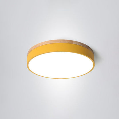 Ceiling Light With Wood Finish Nordic Round LED Flush Mount