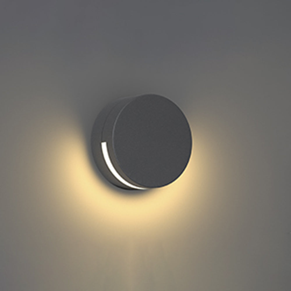 Outdoor Wall Light In Black Metal And Glass Minimalist Round