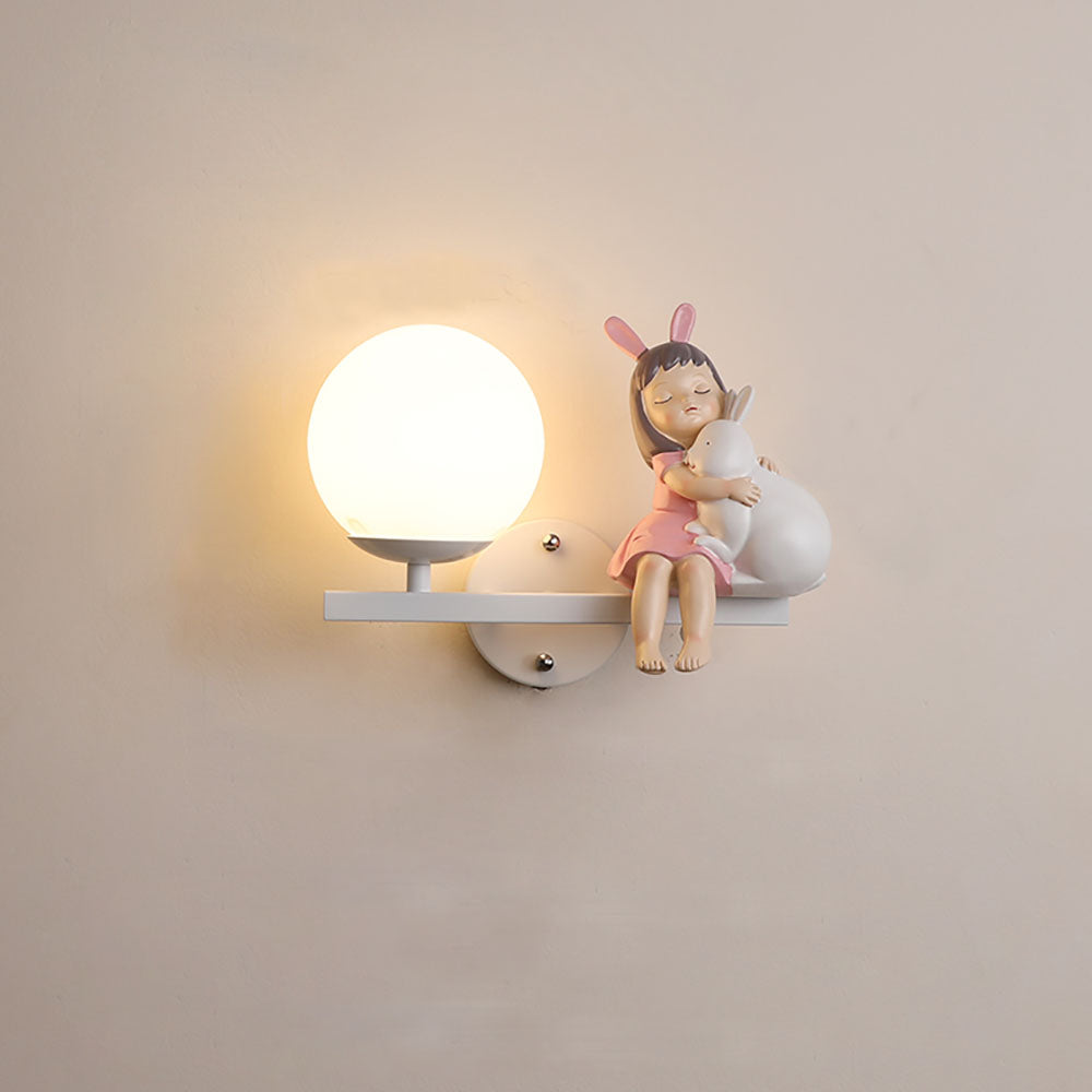 White and Pink Aria Glass and Metal Wall Light