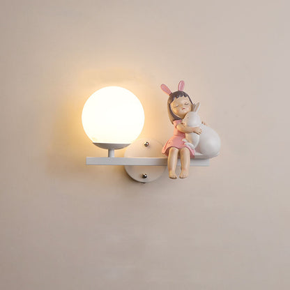 White and Pink Aria Glass and Metal Wall Light