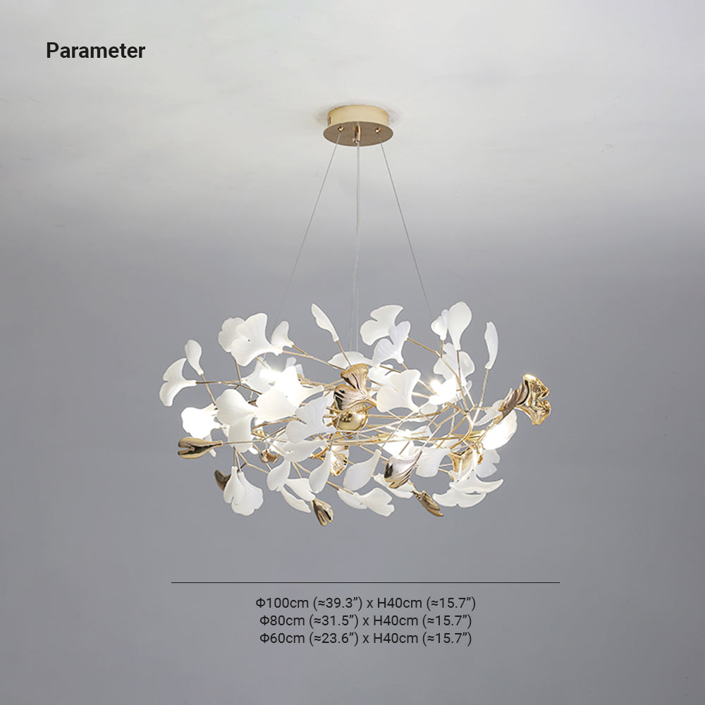 Pendant Light With Warm Illumination Ginkgo Leaf