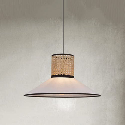 White Pendant Light Modern Rattan And Fabric