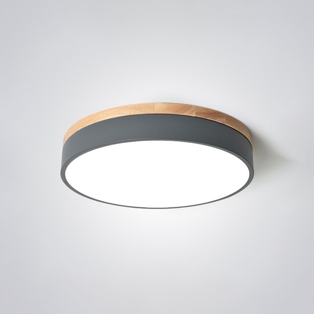 Ceiling Light With Wood Finish Nordic Round LED Flush Mount