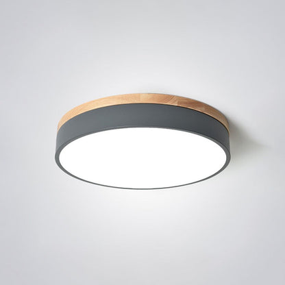 Ceiling Light With Wood Finish Nordic Round LED Flush Mount