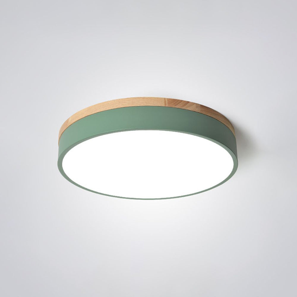 Ceiling Light With Wood Finish Nordic Round LED Flush Mount