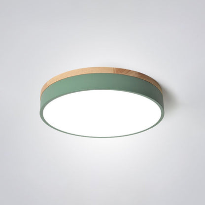 Ceiling Light With Wood Finish Nordic Round LED Flush Mount