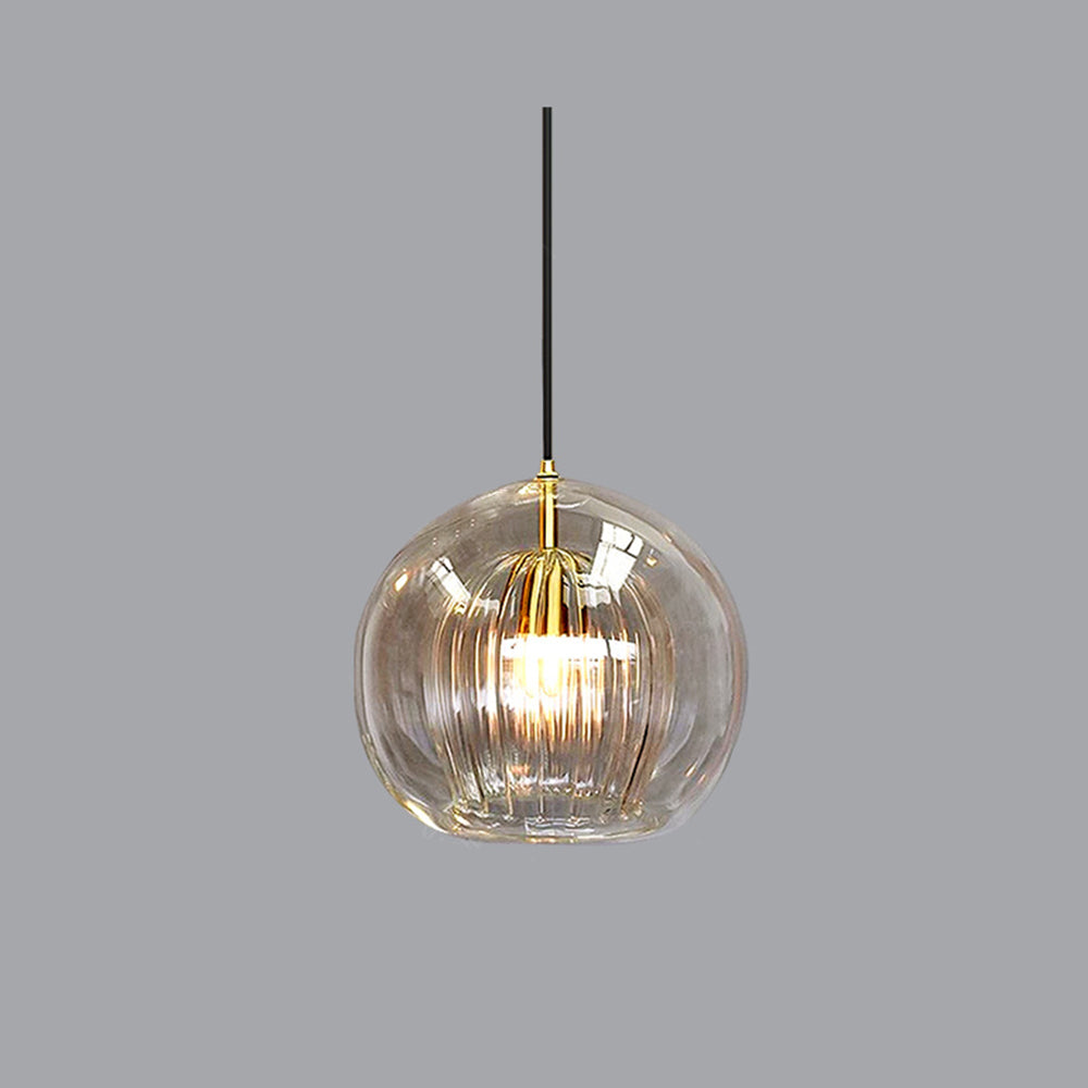 Modern Ambience Clear Or Amber Glass Globe Pendant Light