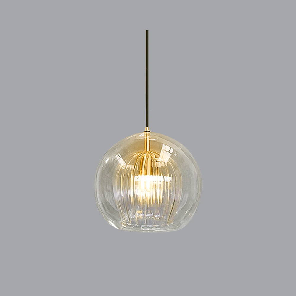 Modern Ambience Clear Or Amber Glass Globe Pendant Light