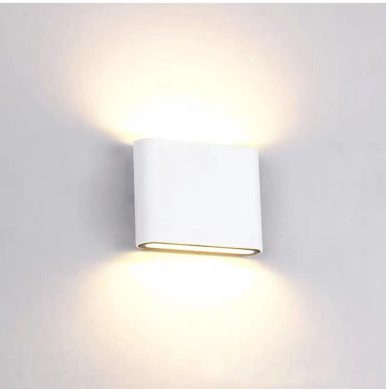 Black And White Waterproof Outdoor Modern Rectangular Wall Light