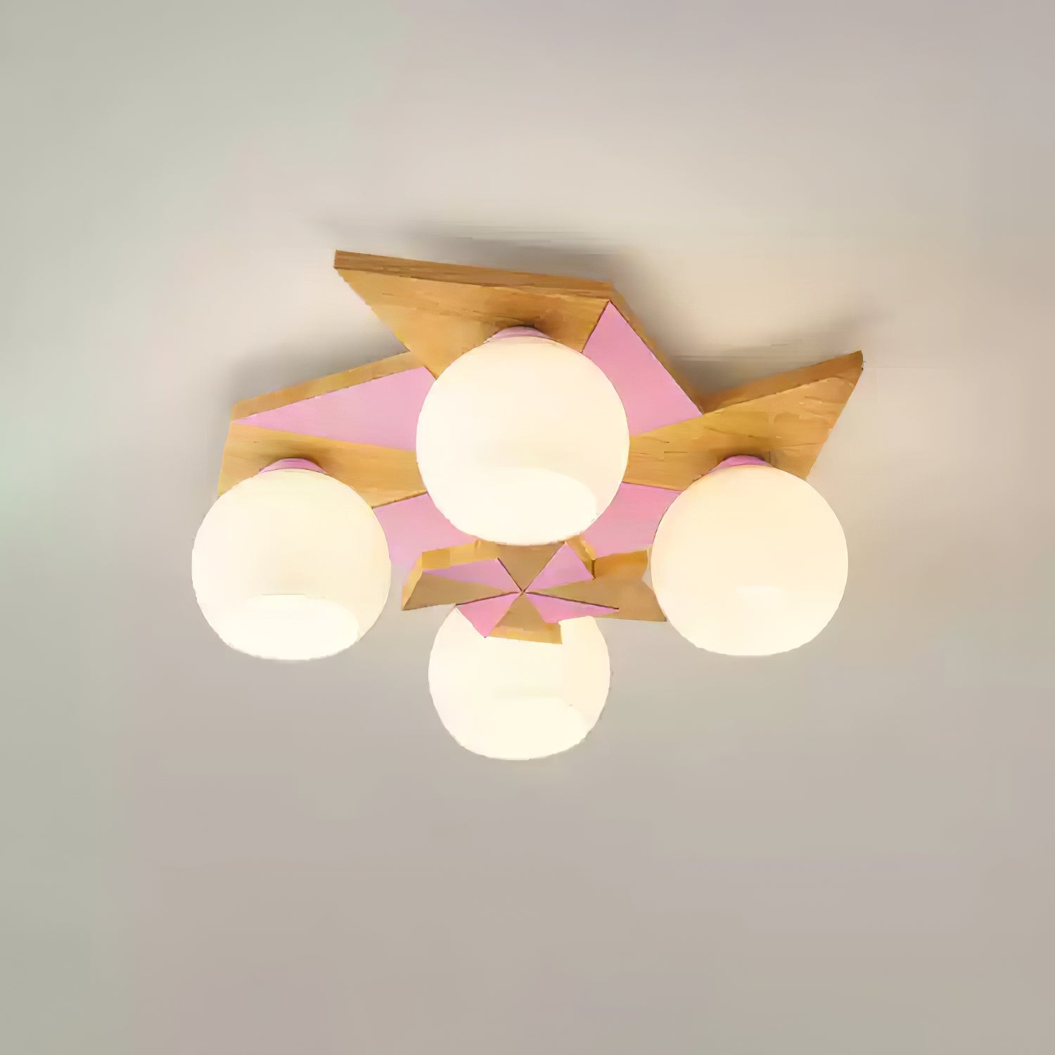 Dimmable Glass And Metal Wooden Ceiling Light