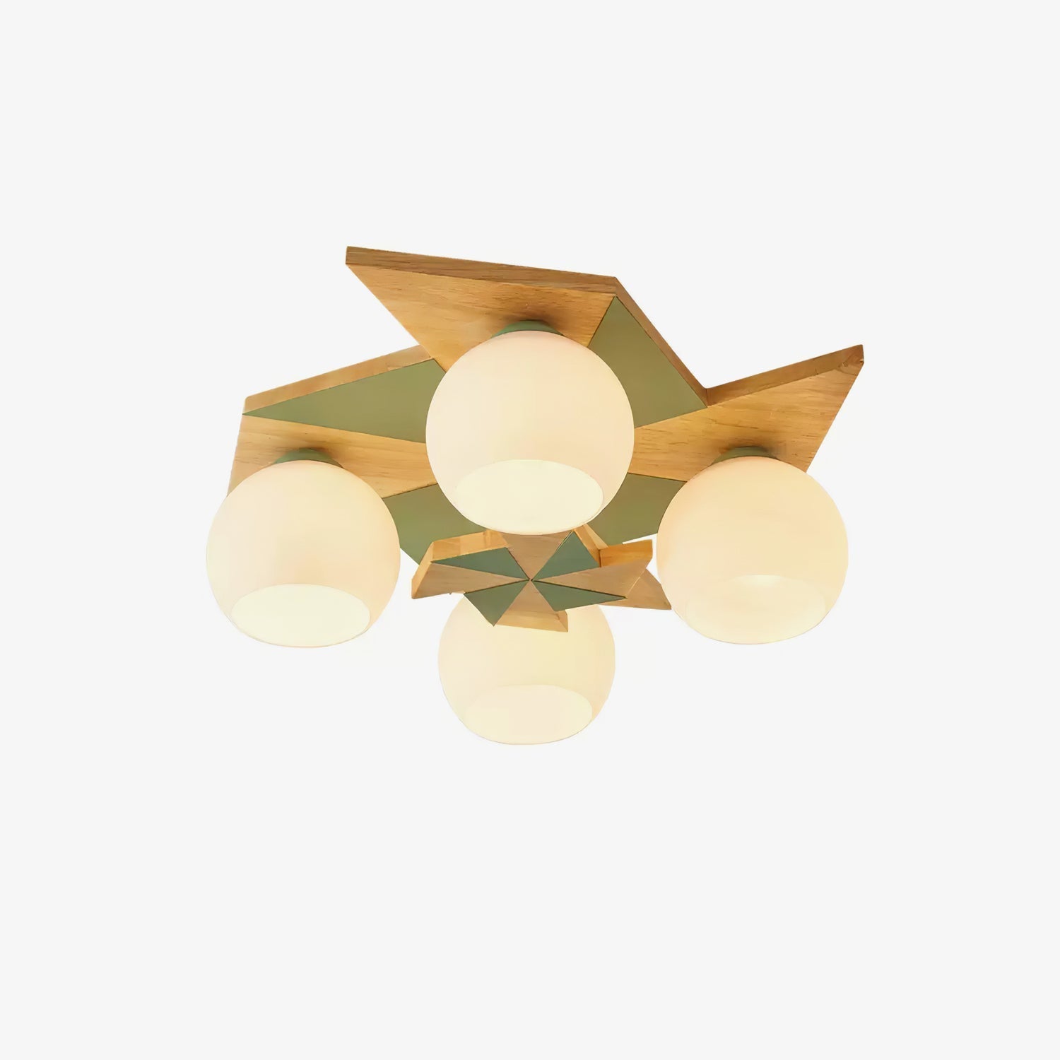 Dimmable Glass And Metal Wooden Ceiling Light